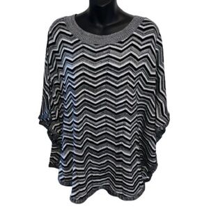CATO woman black/white zigzag pullover poncho sweater size 2X/3X